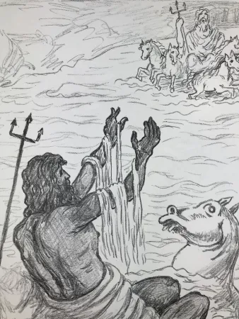 Lithograph De Chirico - Nettuno