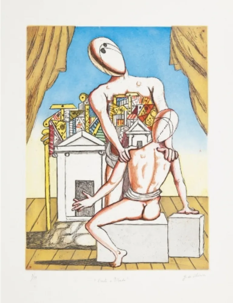 Etching And Aquatint De Chirico - Oreste e Pilade, 2nd version