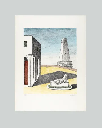 Lithograph De Chirico - Piazza d'Italia