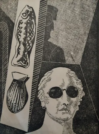 Woodcut De Chirico - Portrait d'Apollinaire