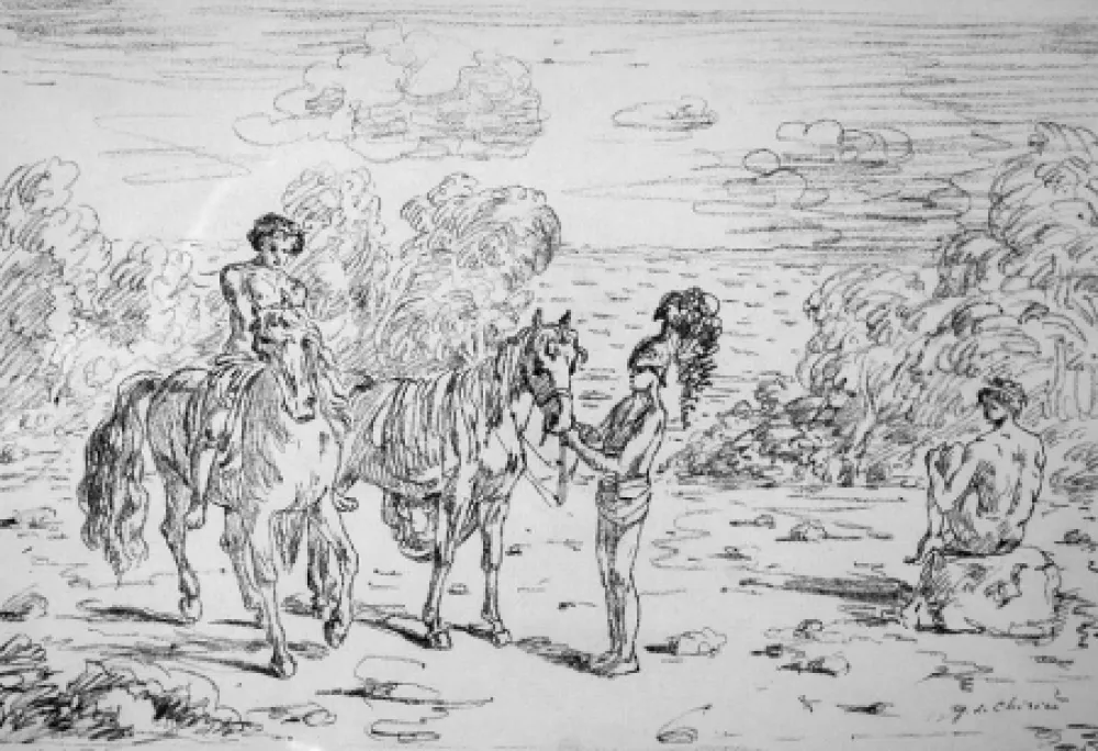 Lithograph De Chirico - Ritorno alla sponda di Corinto