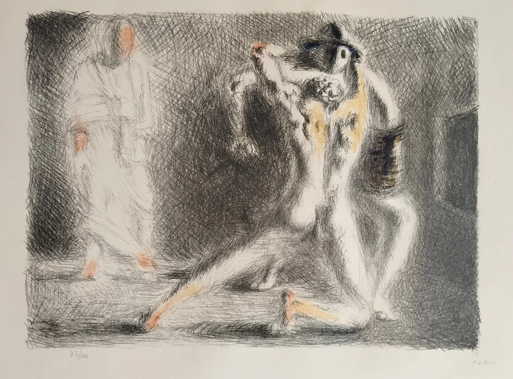 Lithograph De Chirico - Scuola di Gladiatori