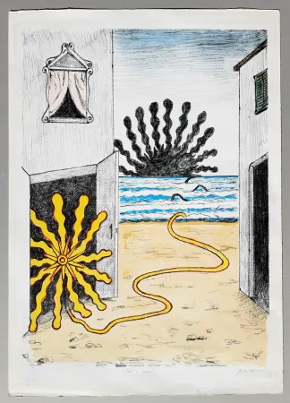 Lithograph De Chirico - Sole e mare