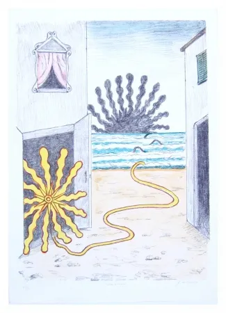 Lithograph De Chirico - Sole et mare