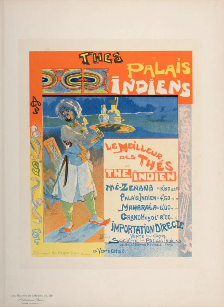 Lithograph De Feure - Les Maîtres de l'Affiche : Thés Palais Indiens, 1895