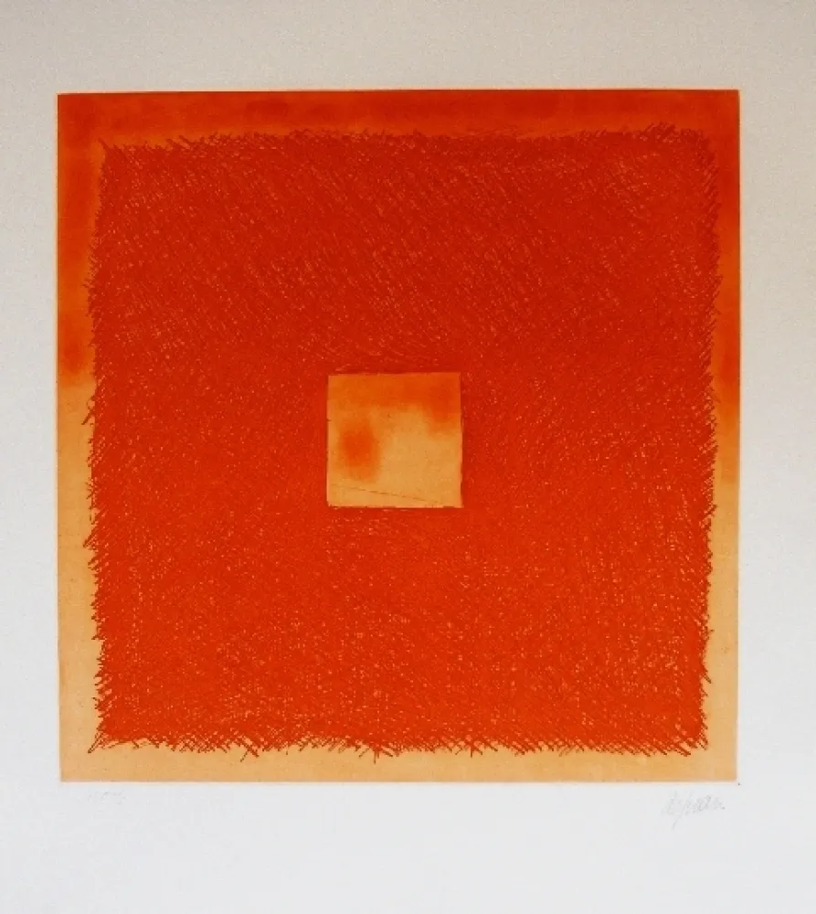 Etching And Aquatint De Juan - Cuadrado naranja