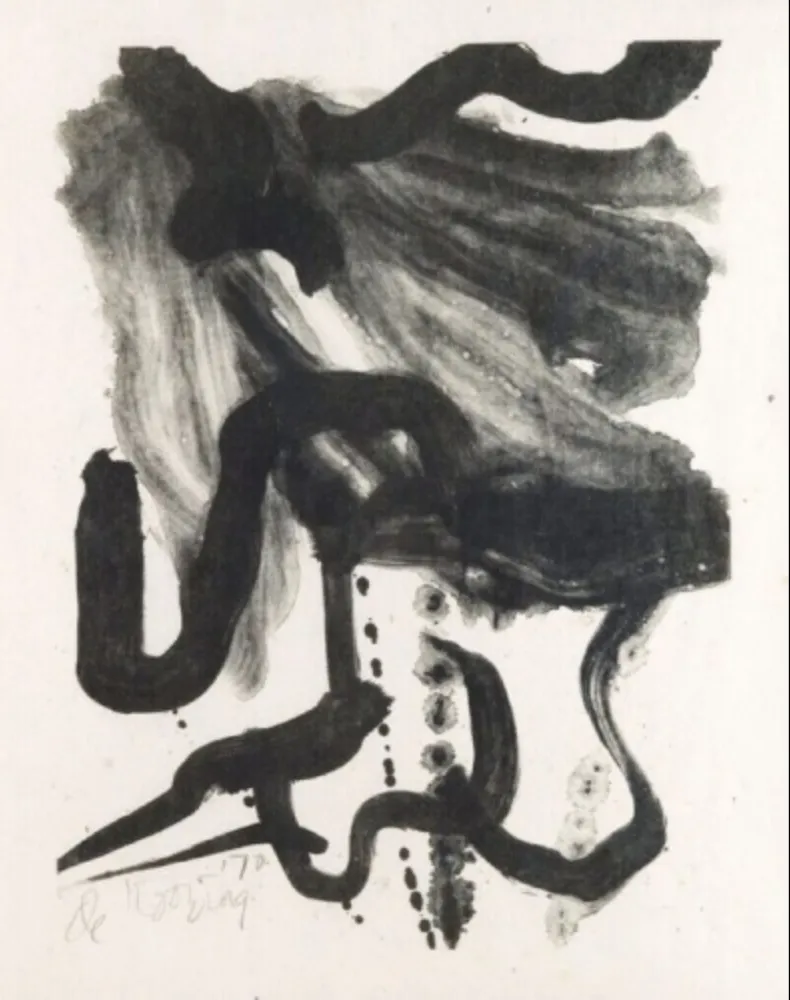 Lithograph De Kooning - Woman with long hair and corset