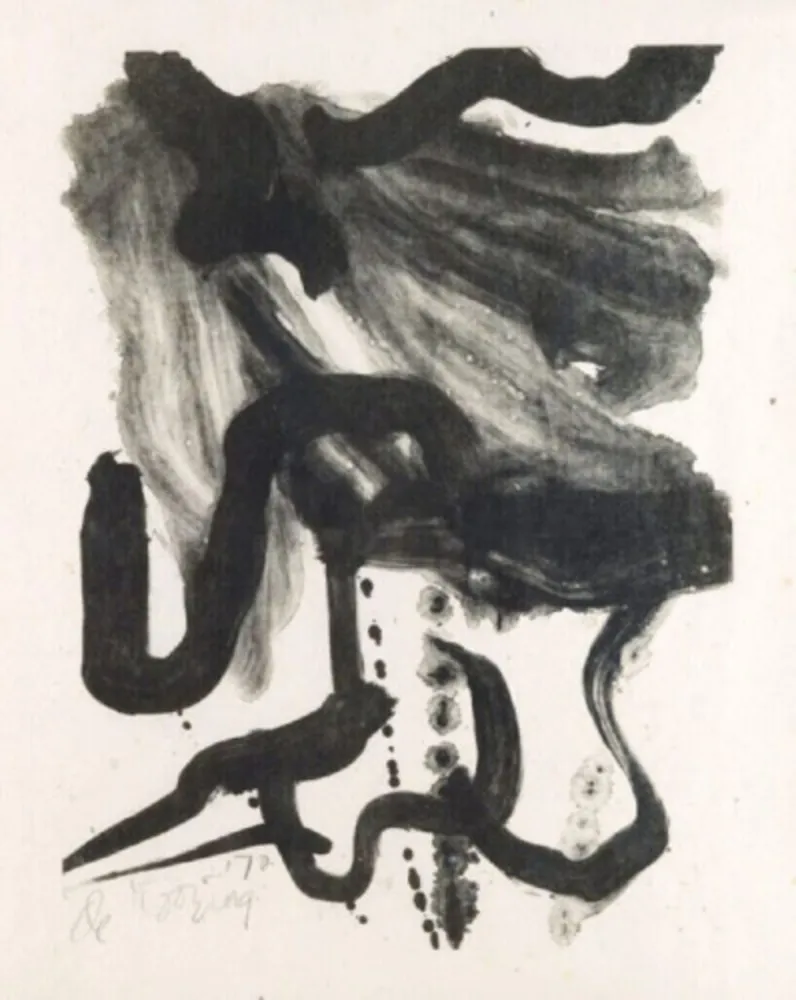Lithograph De Kooning - Woman with long hair and corset