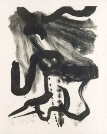 Lithograph De Kooning - Woman with long hair and corset