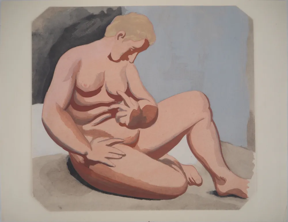 Lithograph De La Fresnaye - Nu assis