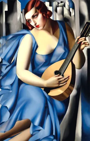 Screenprint De Lempicka - Femme Bleue a la Guitare