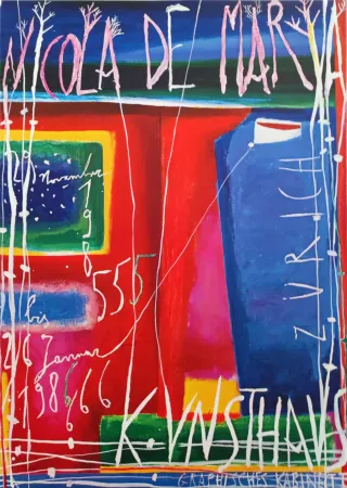 Offset De Maria - «Kunsthaus Zürich graphisches Kabinett. 29 November 198555 bis 26 Januar 1986666», 1985. 