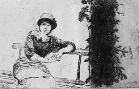 Engraving De Nittis - Etude dans mon jardin
