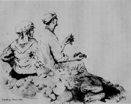 Engraving De Nittis - Route de Castellamare