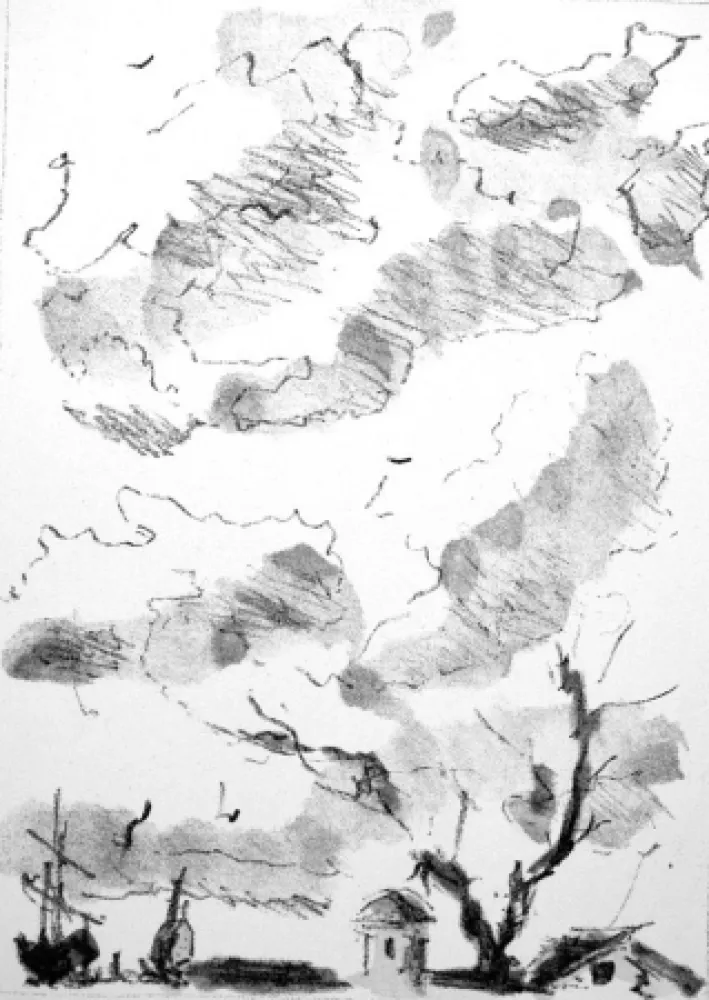 Lithograph De Pisis - Paese antico