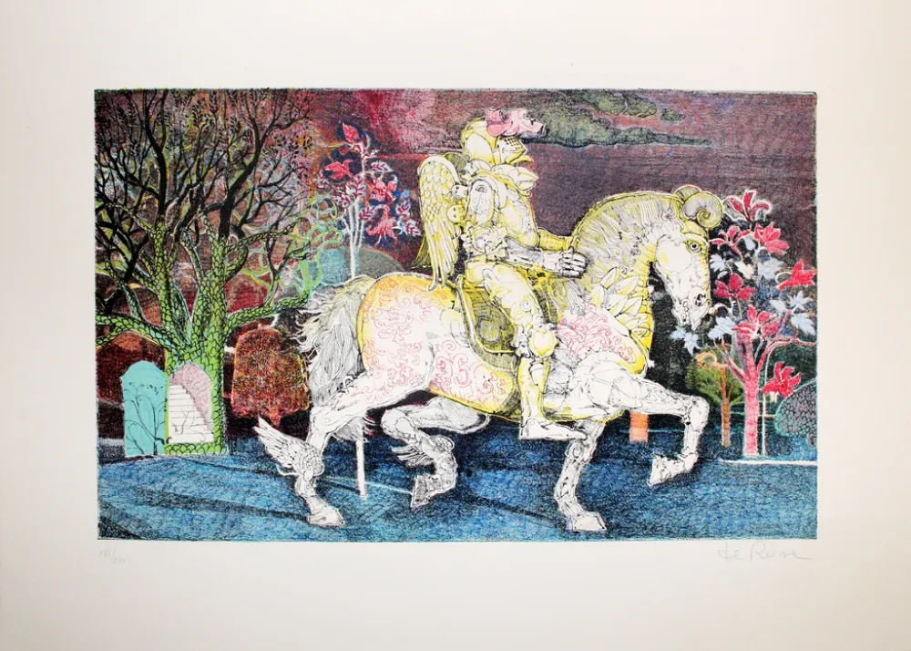 Lithograph De Rosa - Cavaliere 2
