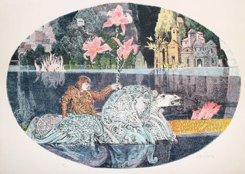 Lithograph De Rosa - Cavaliere