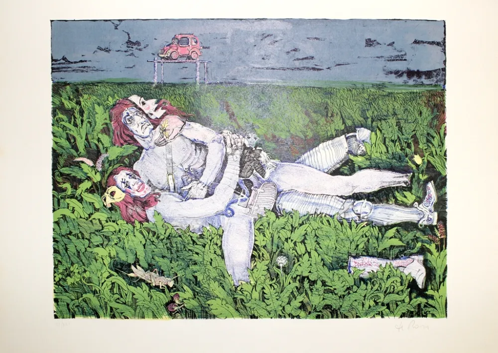 Lithograph De Rosa - Couple