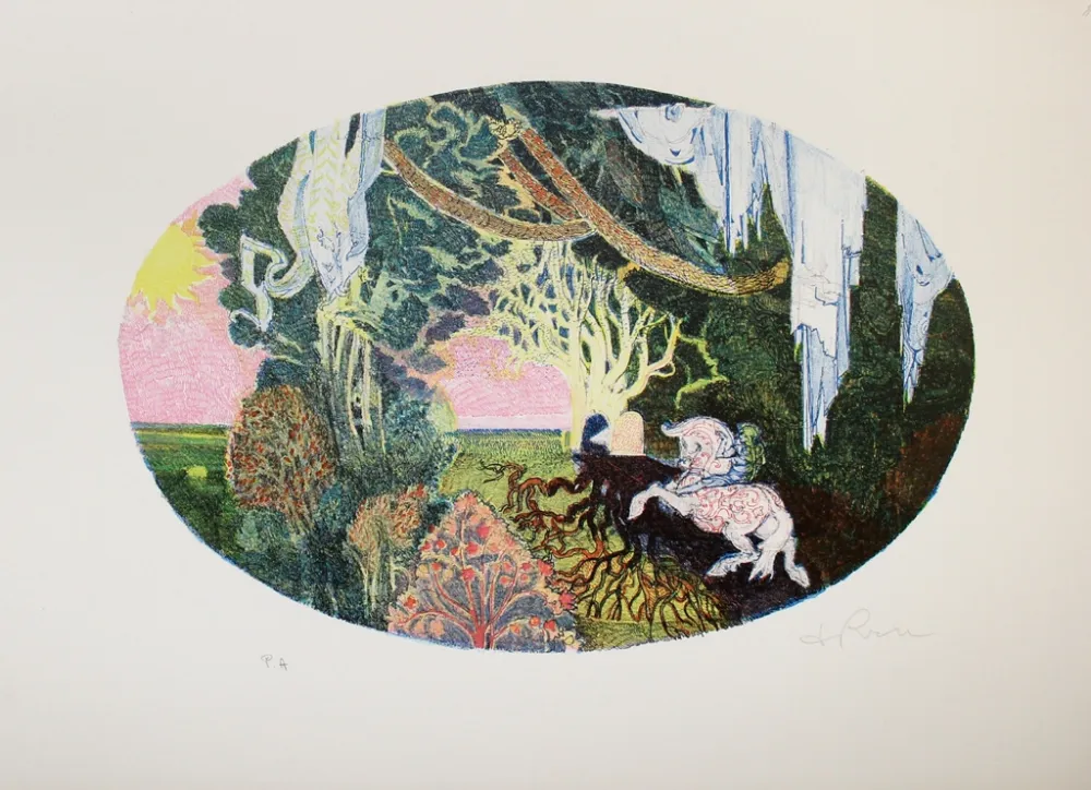 Lithograph De Rosa - Giardino