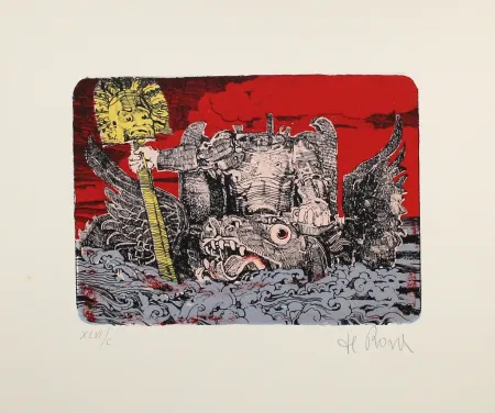 Lithograph De Rosa - Kopflos / Headless