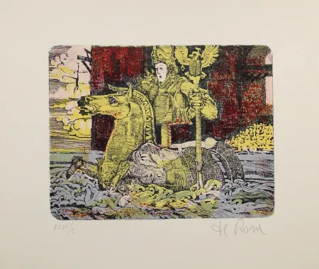 Lithograph De Rosa - Ritt durchs Wasser