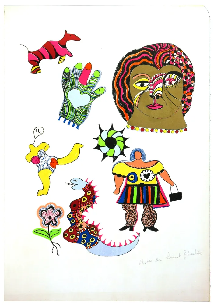 Lithograph De Saint Phalle - Golden Head