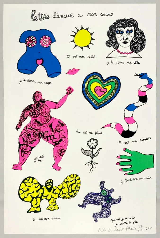 Screenprint De Saint Phalle - Lettre d'amour à mon amour