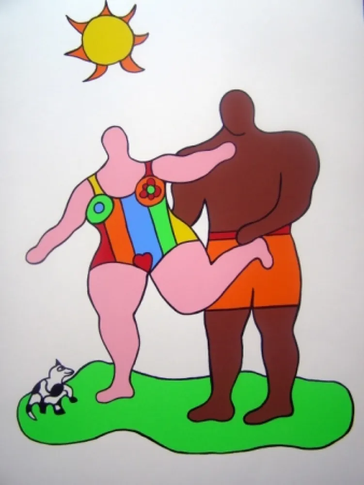 Screenprint De Saint Phalle - PINK NANA-BLACK MAN
