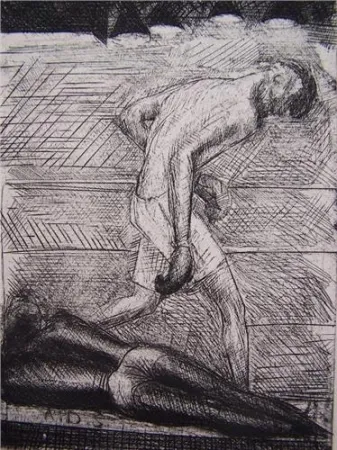 Engraving De Segonzac - Le KO du noir