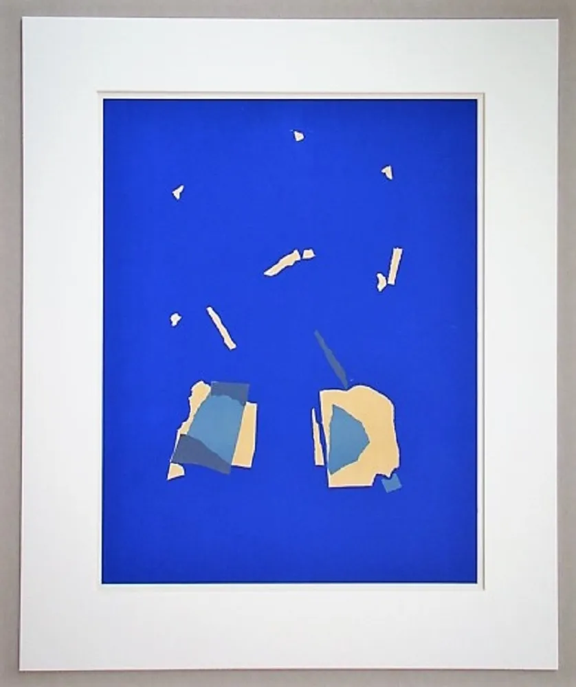 Lithograph De Stael - Comosition sur fond bleu