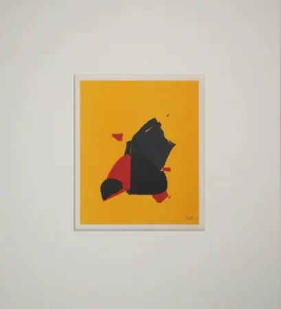 Lithograph De Stael - Composition fond jaune