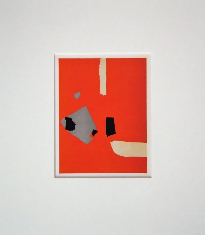 Lithograph De Stael - Composition fond orange
