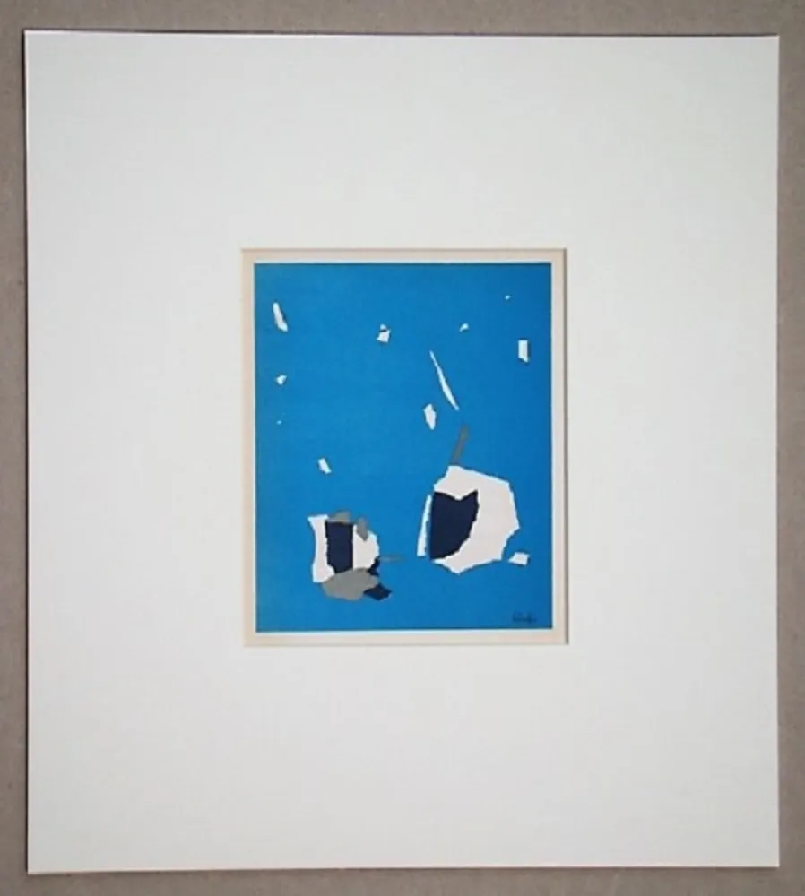 Lithograph De Stael - Composition sur fond bleu ciel