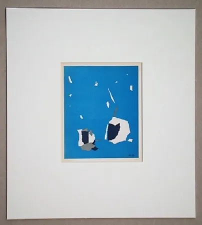 Lithograph De Stael - Composition sur fond bleu ciel