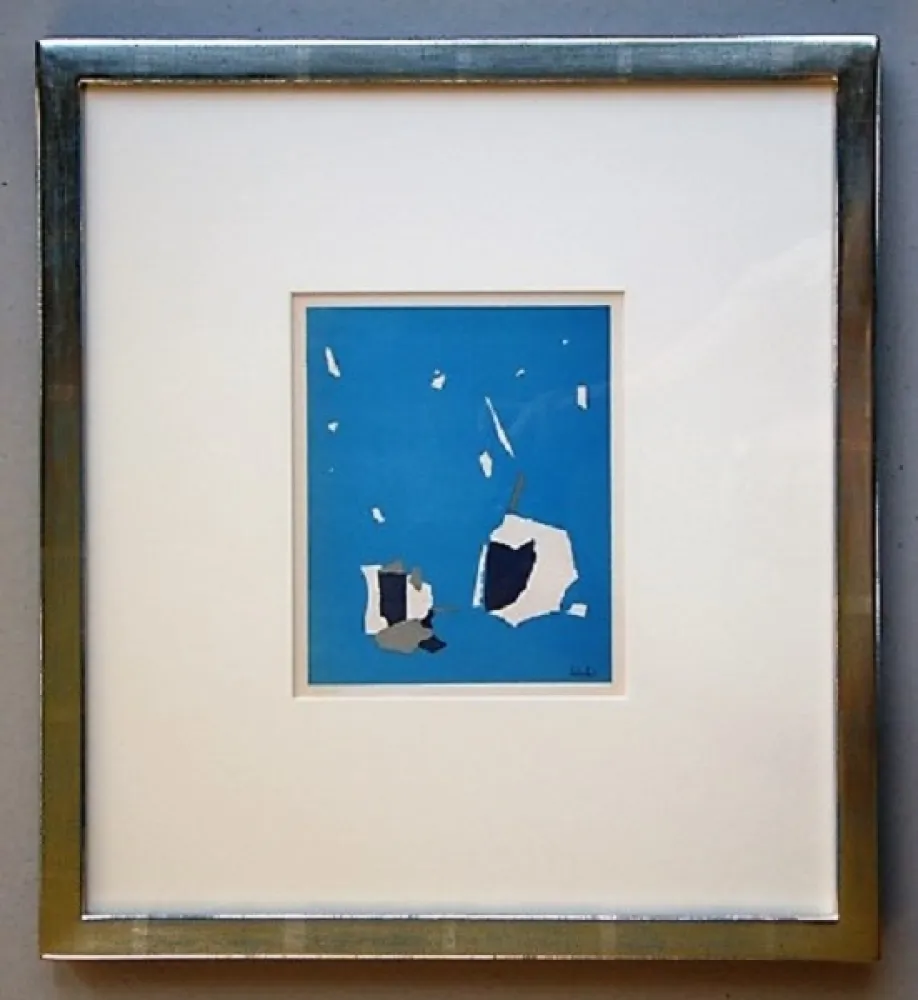 Lithograph De Stael - Composition sur fond bleu ciel