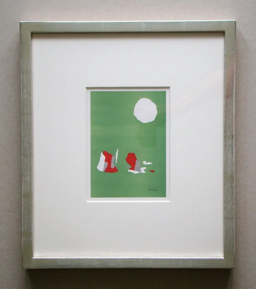 Lithograph De Stael - Composition sur fond vert