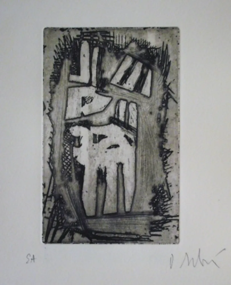 Etching And Aquatint Debré - Le pecheur au rocher