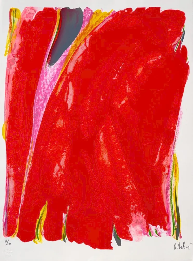 Lithograph Debré - Le Rideau rouge (Satie) 