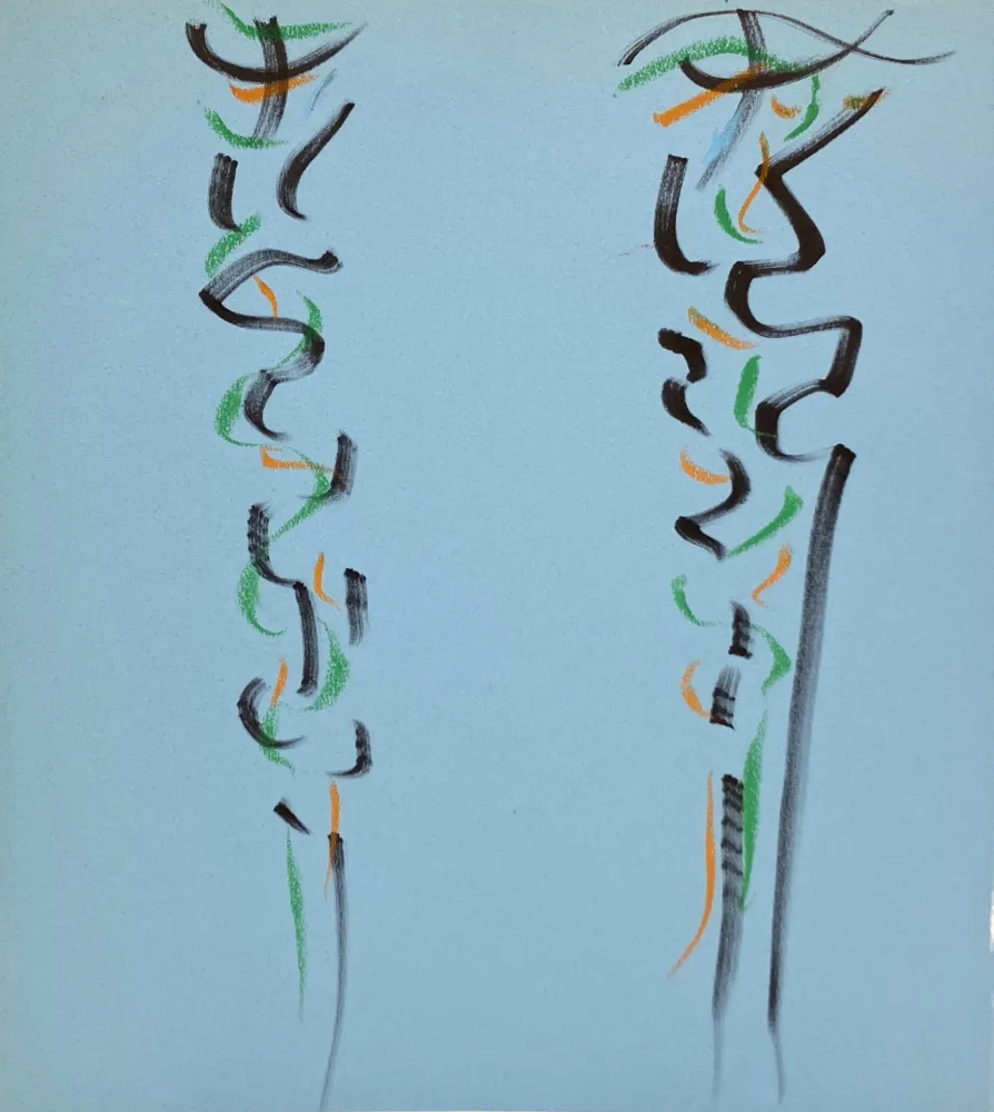 No Technical Debré - Pastels sur papier bleu, 1991. 