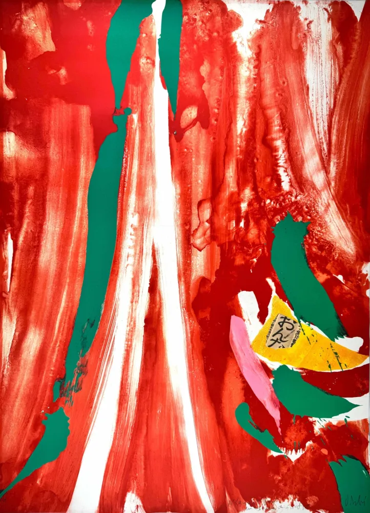 Lithograph Debré - Xian rouge et orange 