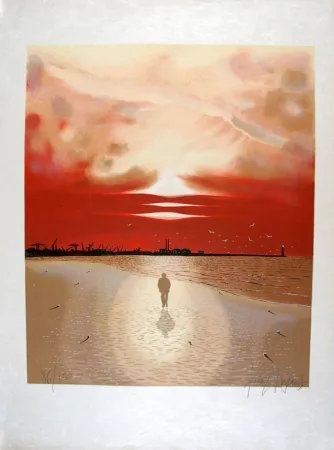 Lithograph Degans - Le Poète et la Mer