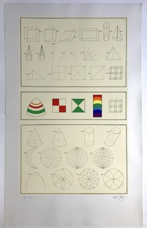 Screenprint Del Pezzo - Géométrie tridimensionnelle