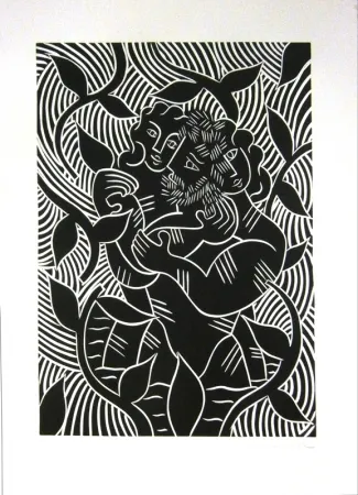 Linocut Del Re - Jardin de Samos I
