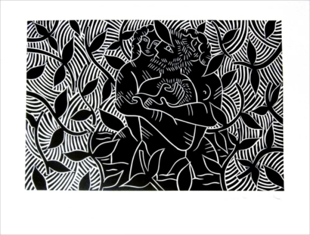 Linocut Del Re - Jardin de Samos II