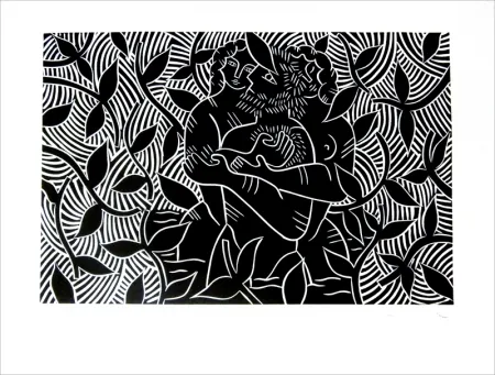 Linocut Del Re - Jardin de Samos II