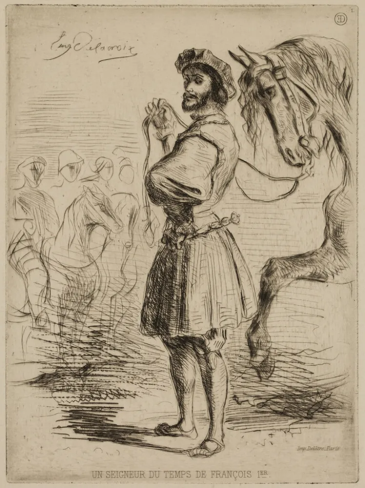 Engraving Delacroix - Un Seigneur du temps de François Ier