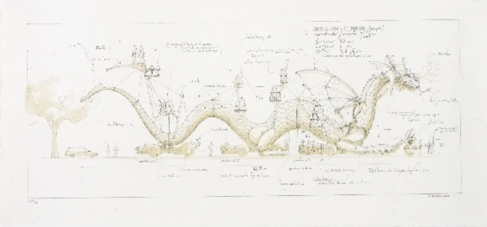 Lithograph Delarozière - Le dragon