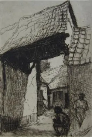 Etching Delatre - Dessous de porte