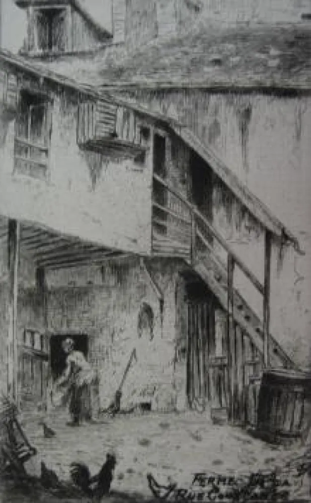 Etching Delatre - La ferme de la rue Constance