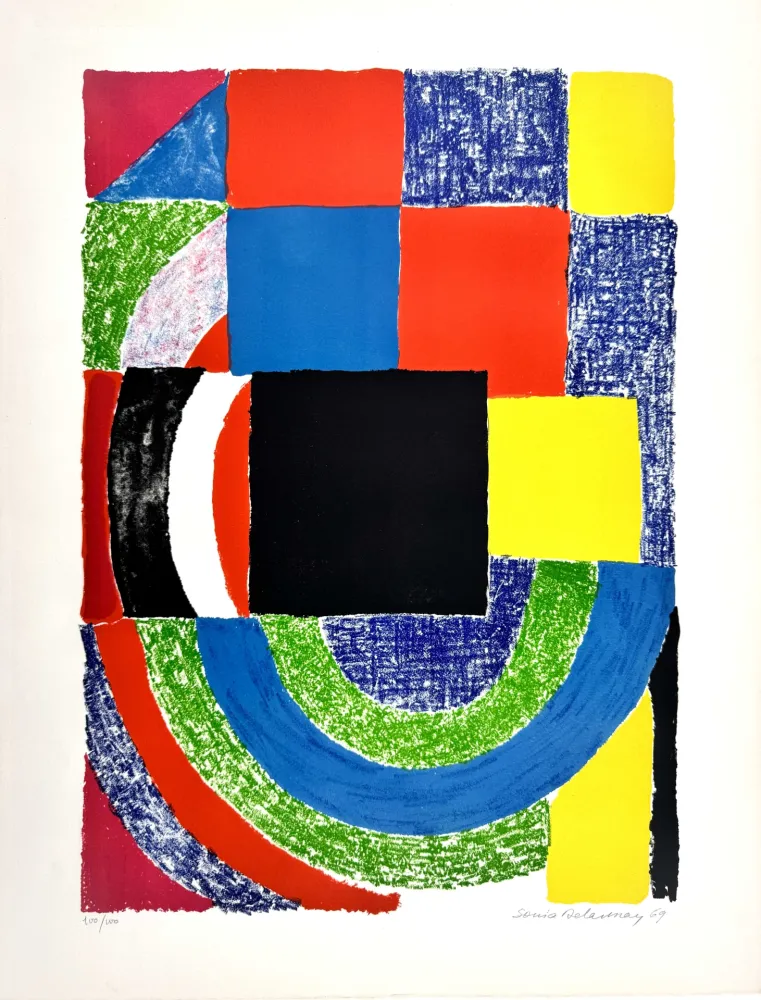 Lithograph Delaunay - Carreaux noirs 